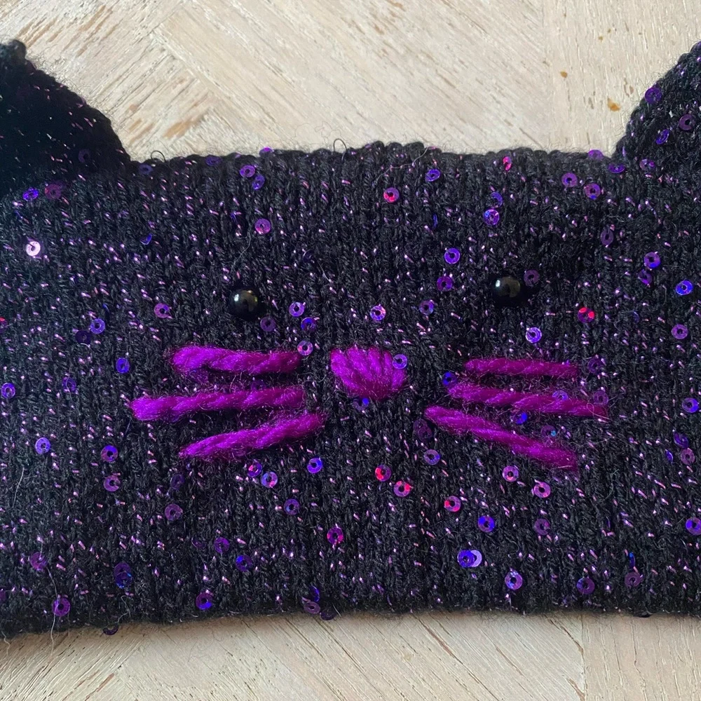 Handcrafted Black Cat Makeup Brush / Pencil Bag